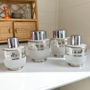 Rare Vintage Apothecary Glass Jars Bath Toiletry Set Canisters Sweden